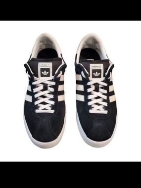 Adidas Shoes Mens Black Suede 3 Striped Skateboarding Sneakers